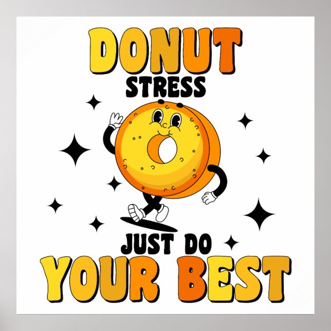 Poster Citação Motivacional Divertida de Donut Retro (Frente)