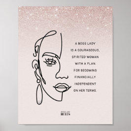 Poster Citação Motivacional entre Lady Face Rosa Dourada 