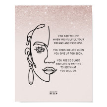 Citação Motivacional entre Lady Face Rosa Dourada