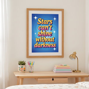 Poster Citação Motivacional Estrela Gradiente Rosa Amarel