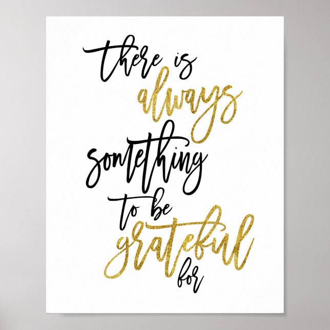 Poster Citação Motivacional Grata Preto/dourado (Frente)
