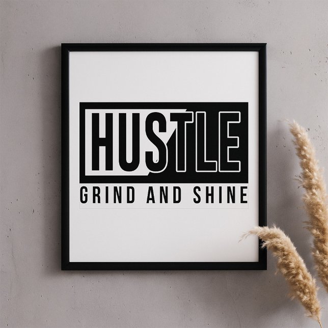 Poster Citação Motivacional Hustle Grind e Shine (Criador carregado)
