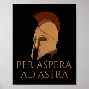 Poster Citação Motivacional Latim - Por Aspera Ad