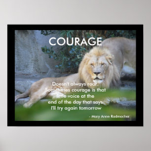 Poster Citação Motivacional Leão Corajoso