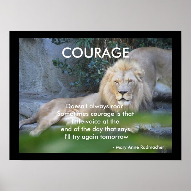 Poster Citação Motivacional Leão Corajoso (Frente)