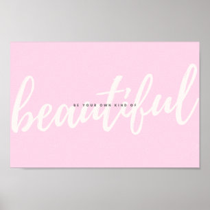 Poster Citação Motivacional Linda, Script Pastel Rosa