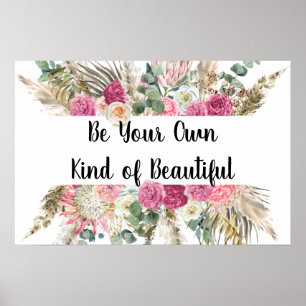 Poster Citação Motivacional Personalizada Rosa Floral
