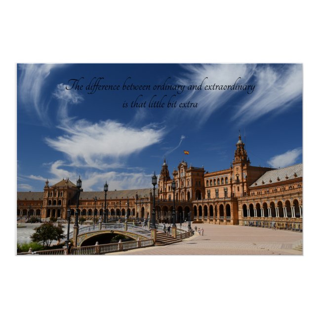 Póster Citação Motivacional - Plaza De Espana, Sevilha (Frente)