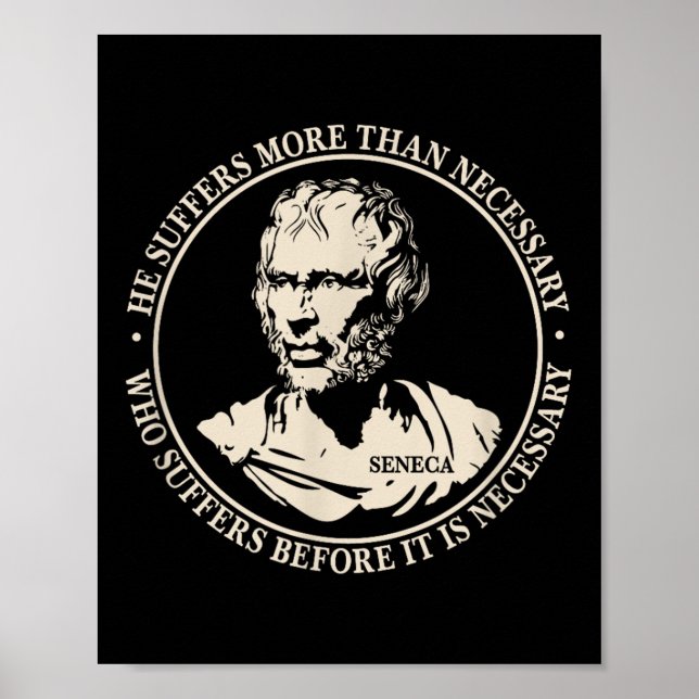 Poster Citação Motivacional Seneca Sobre Vida E Sofriment (Frente)