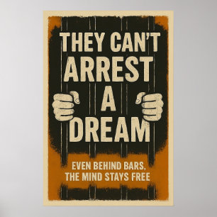Poster Citação Motivacional sobre Liberdade e Sonho Vinta