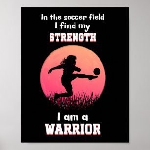 Poster Citação motivacional sobre menina jogando futebol