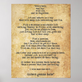 Poster Citação Motivacional Zyzz sobre a Vida