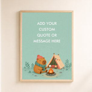 Poster Citação Personalizada Camping Capivara Animal Engr