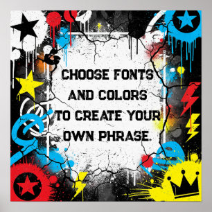Poster Citação Personalizada de Grafite Urbano Colorida