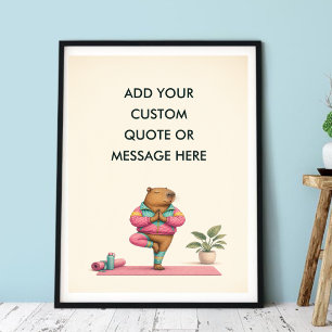 Poster Citação Personalizada Ioga Capivara Bem-Estar Anim