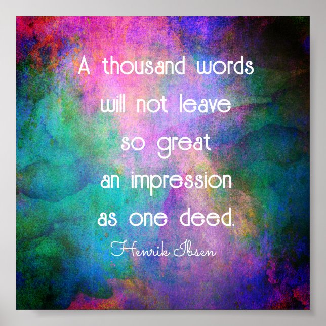 Poster citação positiva mil palavras turquesa e roxa (Frente)