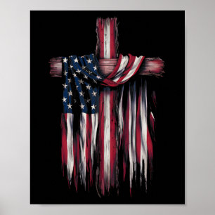 Poster Citação Religiosa da Bandeira dos EUA 4 de Julho F