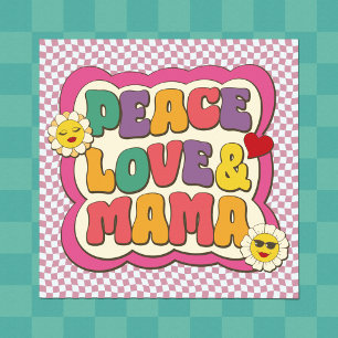 Poster Citação Retro Groovy Mama Tipografia Dia das Mães