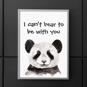 Poster Citação Romântica Moderna Com Panda Preta E Bra