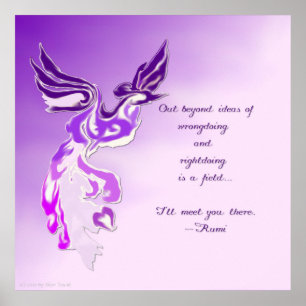 Póster Citação Rumi de Phoenix Roxo