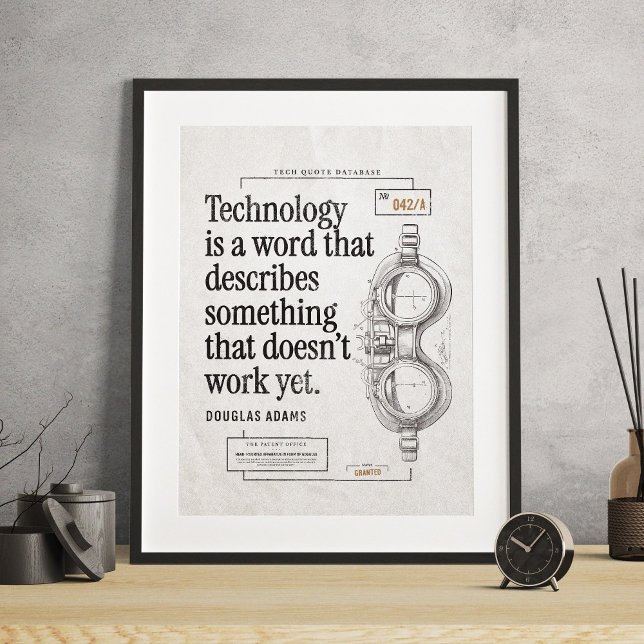 Poster Citação técnica engraçada sobre desenho de patente (Funny Tech Quote on Patent Drawing for Geeks Poster)