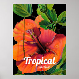 Poster Citação tropical de hibisco da flor