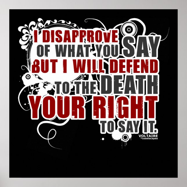 Póster Citação Voltaire (Cor) (Frente)