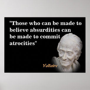 Poster Citação Voltaire Sobre Absurdos E Atrocidades