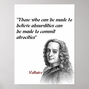 Poster Citação Voltaire Sobre Absurdos E Atrocidades