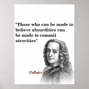 Poster Citação Voltaire Sobre Absurdos E Atrocidades Post
