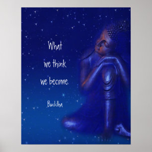 Poster Citações azuis do Mindfulness de Buddha da
