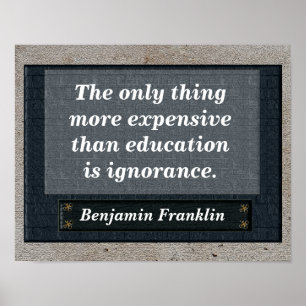 Póster Citações da educação - Benjamin Franklin