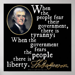 Póster Citações da Tirania-Liberdade de Jefferson