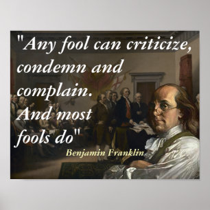 Poster Citações de Benjamin Franklin em tolos