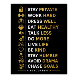 Póster Citações de Sucesso Motivacional Tipografia Dourad