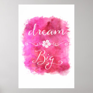 Poster Citações inspiradas grandes ideais cor-de-rosa d