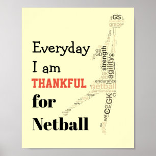 Poster Citações inspiradores do Netball da arte da