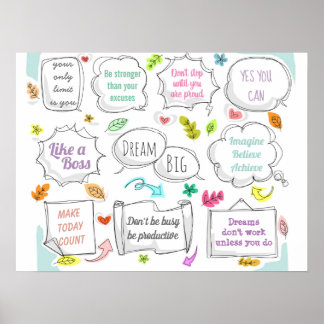 Poster Citações Motivacionais Coloridas Objetivos de Bolh
