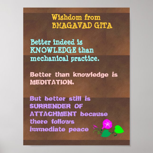 Póster Citações WISDOM de Bhagavad Gita (Frente)
