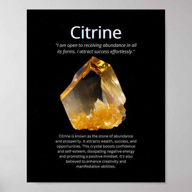 Poster Citrina Crystal Stone Significa (Frente)