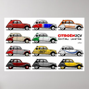 Poster Citroën 2CV edições limitadas