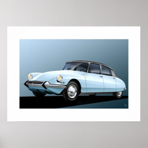 Poster Citroen DS19 Trabalho de arte Azul Pálido
