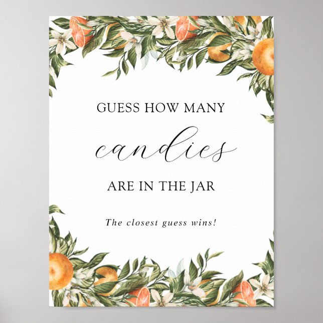 Poster Citrus adivinha quantos estão no jogo do Chá Jar (Frente)