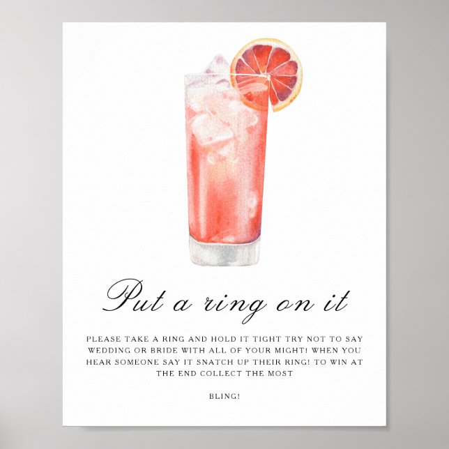Poster Citrus bridal shower - Put a ring on it game (Frente)