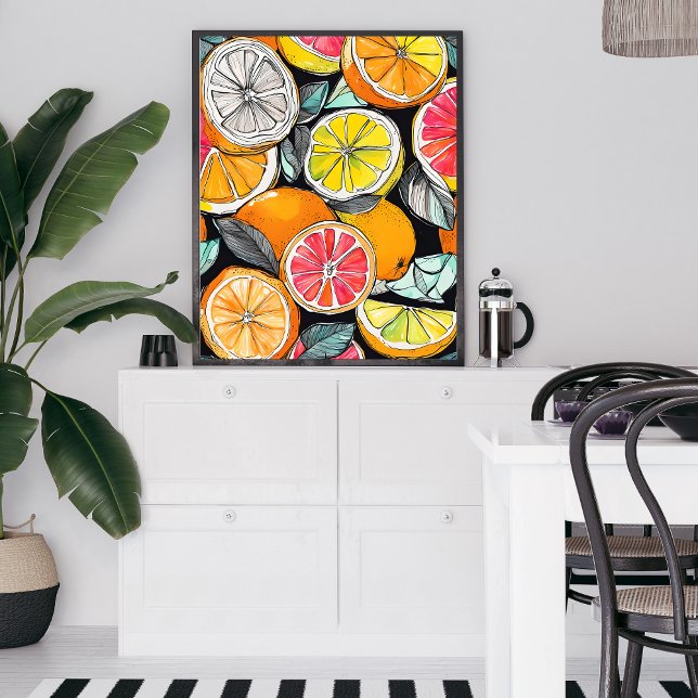 Poster Citrus coloridos não enquadrados (Add a splash of color to any room with this vibrant piece or modern art!)