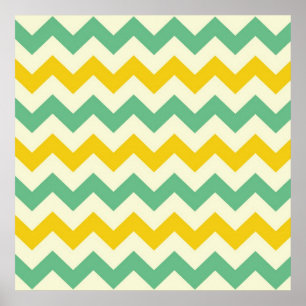 Poster Citrus e Limão Chevron Zigzags Amarelo Verde