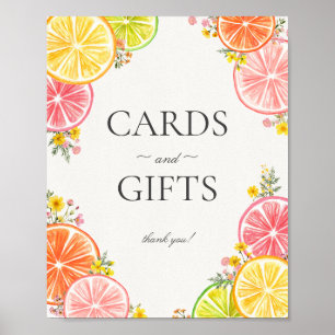 Poster Citrus Floral Little Cutie Cards e Sinal de presen