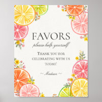 Citrus Floral Little Cutie Favor Sinal