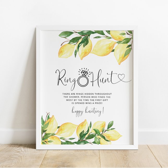 Poster Citrus Lemon Floral Ring Hunt Chá de panela (Criador carregado)
