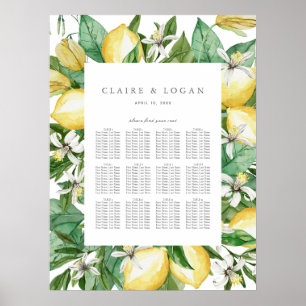 Poster Citrus Lemon Floral Watercolor Charts